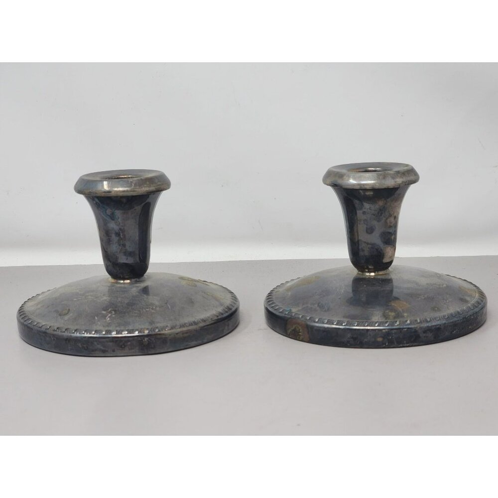 Pair Of‎ Sheffield Silver Co. EPC Candle Holders Vintage Tarnished